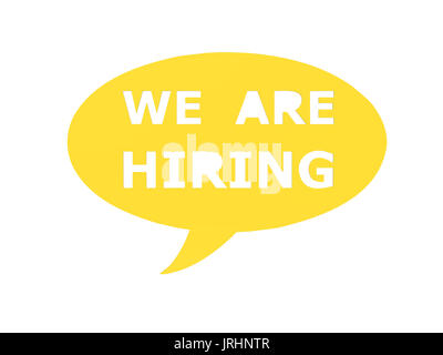 we are hiring with speech bubble on white background Stock Photo