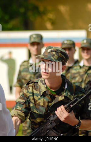MOROZKI, RUSSIA - July 15, 2006 - Young Russian soldiers on a military Oath day in army Stock Photo