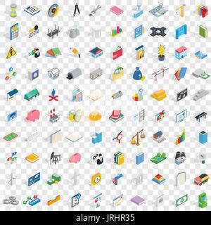 100 project planning icons set in isometric 3d style for any design vector illustration Stock Vector