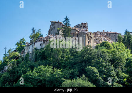 Arquata del Tronto's medieval village destroyed by the earthquake of august 24, 2016 in Italy. Stock Photo