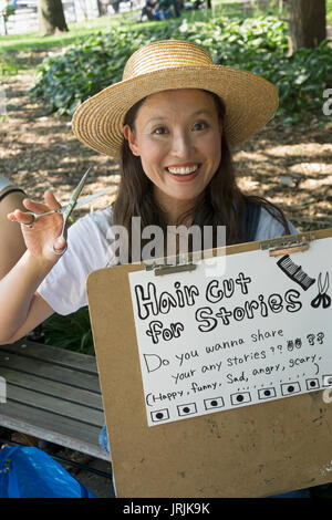 An Attractive Japanese Hair Stylist On Vacation Offering A Free