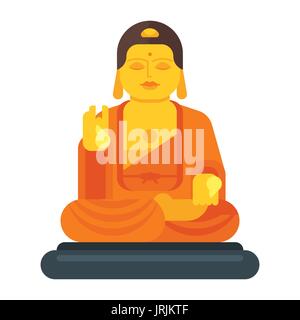 Vector flat style illustration of Buddha. Icon for web. Isolated on white background. Stock Vector