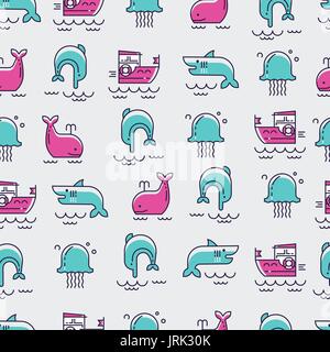 Sea inhabitants seamless pattern Stock Vector