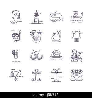 Set of sea icons Stock Vector