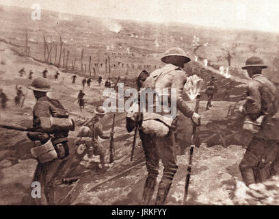 British infantry advancing at Battle of Cambrai 1918 Stock Photo