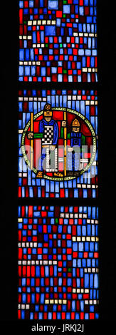 Stained Glass in Wormser Dom in Worms, Germany, depicting medieval soldiers
