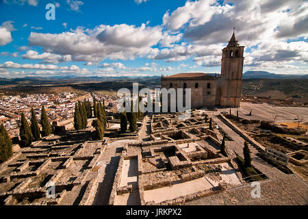 Panoramic view of the fortress castle La Mota, located in high zone of the town of Alcala la Real, Andalucia, Spain Stock Photo