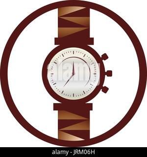 luxury watch illusration within a circle, isolated on white background. Stock Vector