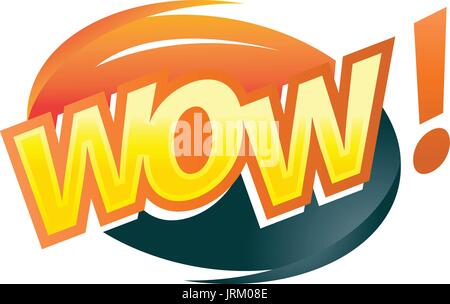 bold wow word within oval shape, illustration design, isolated on white background Stock Vector