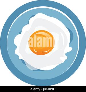 fried egg on a plate illustration, isolated on white background. Stock Vector
