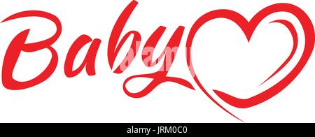 baby word with an asbract heart , illustration design, isolated on white background. Stock Vector