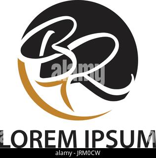 stylish letter BR within a circle, illustration design, isolated on white background Stock Vector