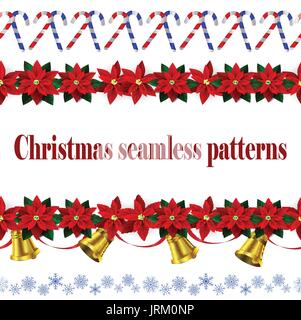 Set of n Seamless Christmas borders Stock Vector