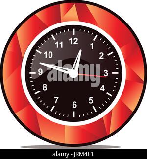 stylish wall clock with polygonal style, icon design, isolated on white background. Stock Vector