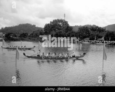 HAI DUONG, VIETNAM, March 2: People race the traditional boat on lake on March 2, 2013 in Kiep Bac – Con Son festival, Chi Linh, Hai Duong, Vietnam. K Stock Photo