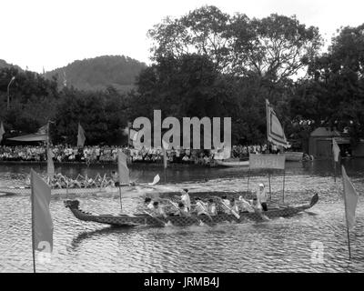 HAI DUONG, VIETNAM, March 2: People race the traditional boat on lake on March 2, 2013 in Kiep Bac – Con Son festival, Chi Linh, Hai Duong, Vietnam. K Stock Photo