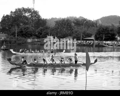 HAI DUONG, VIETNAM, March 2: People race the traditional boat on lake on March 2, 2013 in Kiep Bac – Con Son festival, Chi Linh, Hai Duong, Vietnam. K Stock Photo