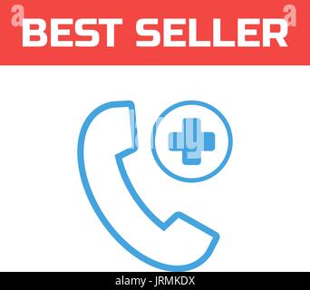 Emergency Phone Icon . Single high quality outline symbol for web design or mobile app. Thin line sign for design logo. Blue pictogram on white backgr Stock Vector