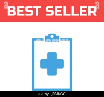 Paper cross medicine icon. Single high-quality outline symbol for web design or mobile app. Thin line sign for design logo. Blue pictogram on white b Stock Vector