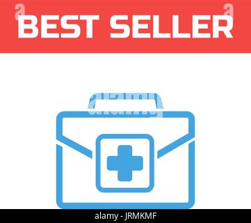 Medicine bag icon. Single high-quality outline symbol for web design or mobile app. Thin line sign for design logo. Blue pictogram on white. Stock Vector