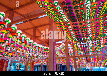 SEOUL, SOUTH KOREA - MAY 9 : Bongeunsa Temple with hanging lanterns for celebrating the Buddha's birthday on May. Photo taken on may 9,2015 in seoul,S Stock Photo