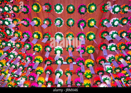 SEOUL, SOUTH KOREA - MAY 9 : Bongeunsa Temple with hanging lanterns for celebrating the Buddha's birthday on May. Photo taken on may 9,2015 in seoul,S Stock Photo