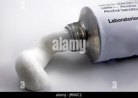 white tube with ointment isolated on a white background Stock Photo