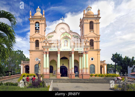 Facade of 160-year old Archdiocesan Catholic Cathedral and Shrine of San Vincent Ferrer in Bogo City, Cebu Island, Philippines. Stock Photo