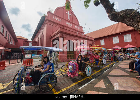 Colorful trishaws in Dutch Square, Malacca, Malaysia Stock Photo