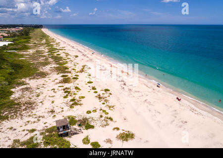 Vero Beach Florida,Round Island Oceanfront Beach Park,Atlantic Ocean,sand,aerial overhead view,sunbathers,FL170728d55 Stock Photo