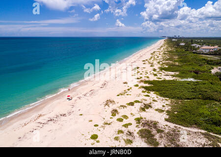 Vero Beach Florida,Round Island Oceanfront Beach Park,Atlantic Ocean,sand,aerial overhead view,FL170728d57 Stock Photo