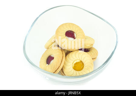 Many type of butter cookies isolated on white background Stock Photo