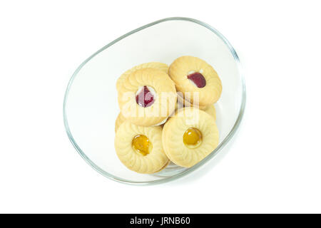 Many type of butter cookies isolated on white background Stock Photo