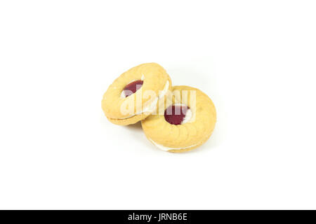 Many type of butter cookies isolated on white background Stock Photo