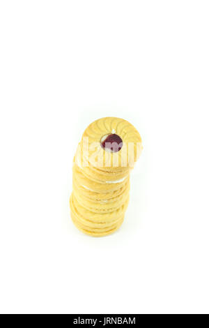 Many type of butter cookies isolated on white background Stock Photo