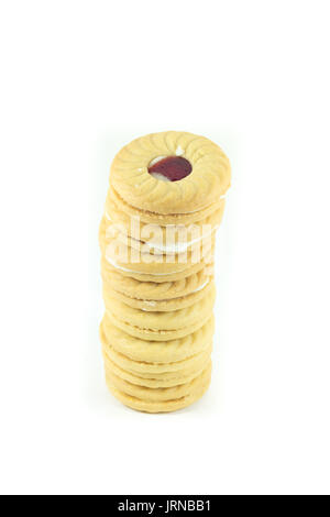 Many type of butter cookies isolated on white background Stock Photo