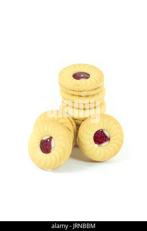 Many type of butter cookies isolated on white background Stock Photo