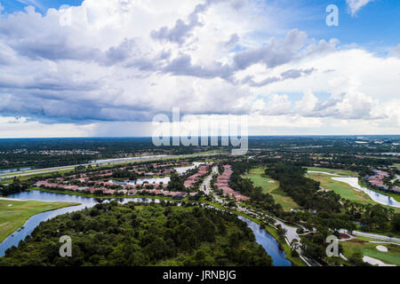 Florida,Port Saint St Lucie West,weather,thunderstorm,storm,rain,aerial overhead view,FL170728d65 Stock Photo