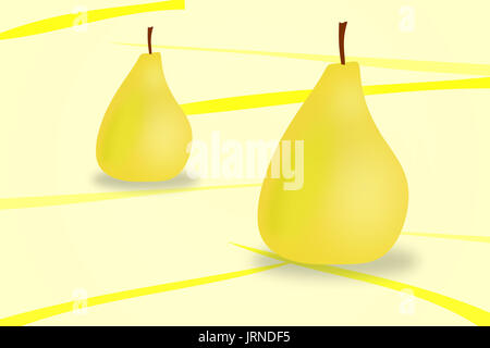 Two yellow pears on an abstract background Stock Photo