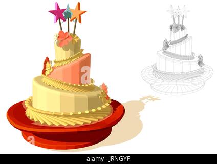 abstract birthday cake isolated on white background Stock Vector