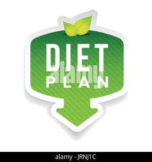 Diet plan sign button with leaves Stock Vector