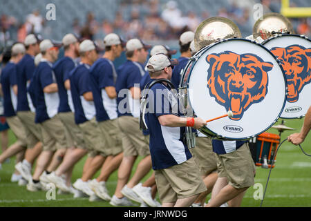 Chicago, Illinois, USA. 5th August, 2017. The Chicago Bears Drumline performs during training camp at Soldier Field in Chicago, IL. Credit: Cal Sport Media/Alamy Live News Stock Photo