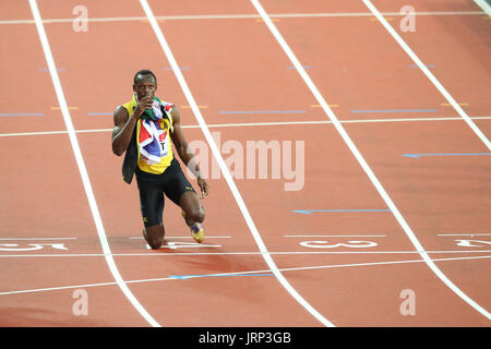 London, UK. 5th Aug, 2017. Usain Bolt (JAM) Athletics : IAAF World Championships London 2017 Men's 100m Final at The London Stadium in London, UK . Credit: YUTAKA/AFLO SPORT/Alamy Live News Stock Photo