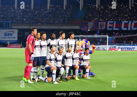 Kanagawa, Japan. Credit: MATSUO. 5th Aug, 2017. FCFC Tokyo team group line-up Football/Soccer : 2017 J1 League match between Kawasaki Frontale 1-1 FC Tokyo at Todoroki Stadium in Kanagawa, Japan. Credit: MATSUO .K/AFLO SPORT/Alamy Live News Stock Photo