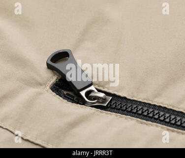 black zip close up macro shot Stock Photo