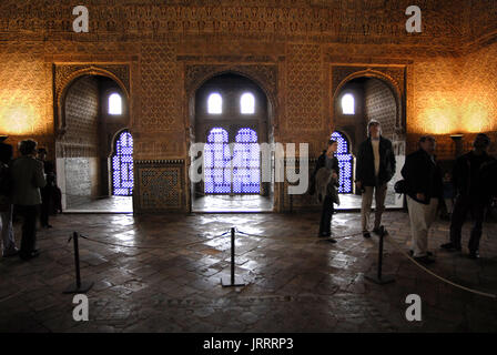 Inside Moorish palace Alhambra in Granada city, Andalucia Spain Stock Photo