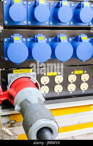 image of power plugs connected background Stock Photo