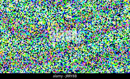 Pixel Noise Vector. VHS Glitch Texture TV Screen. Television Colored Stock Vector