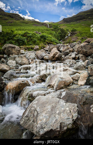 Comb Beck waterfalls at lake Buttermere in the Lake District Stock Photo