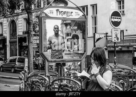 Paris metro station Pigalle - Paris underground - PARIS / FRANCE - SEPTEMBER 24, 2017 Stock Photo